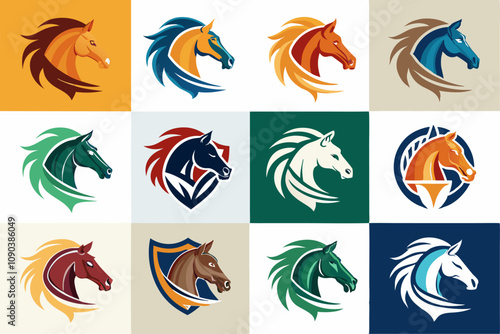 Elegant Horse Logo and Vector Illustration Bundle photo