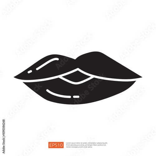 The image features a stylized representation of lips, emphasizing a minimalist design with smooth curves and a modern aesthetic.