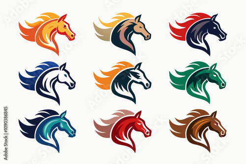 Elegant Horse Logo and Vector Illustration Bundle photo