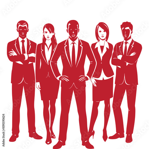 young professional corporate team standing silhouette 