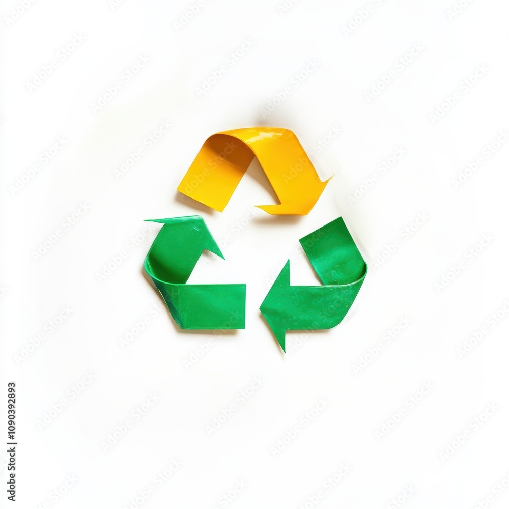 Obraz premium Recycling symbol made of colorful arrows on a white isolate background.