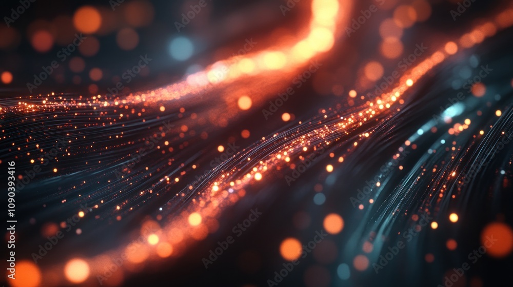 Obraz premium Abstract Orange and Teal Digital Wave