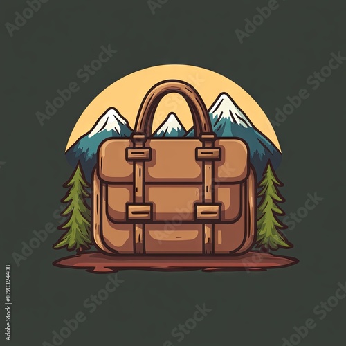 Travel bag logo on isolated background photo