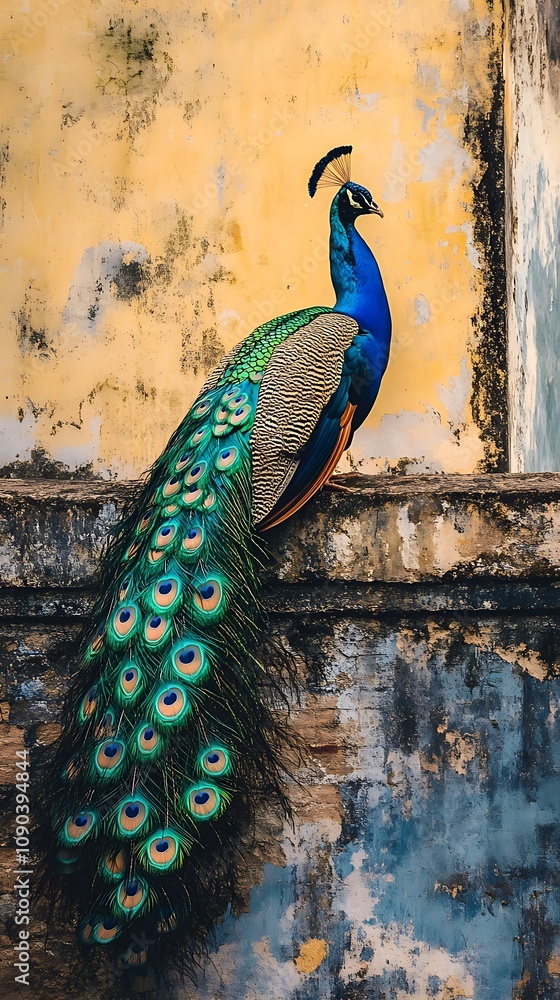 Obraz premium Beautiful peacock bird wall and colours image