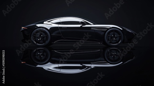 Black Sports Car with Reflection