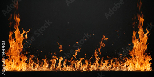 fire flames over black background