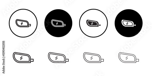 Side mirror icon Thin line illustration set