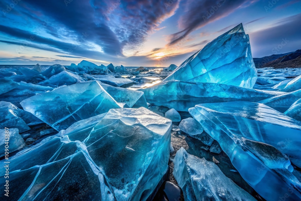 Obraz premium Abstract Geometric Blue Ice Long Exposure Background