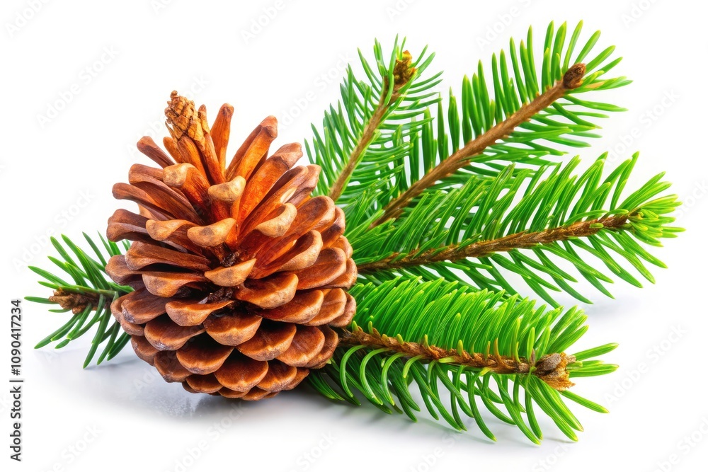 Fototapeta premium Isolated Fir and Cone on White Background - Urban Exploration Photography