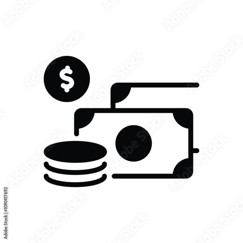 Black solid icon for money
