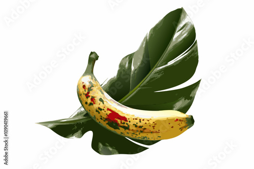 Perfectly Ripe Banana Vector Illustration with Realistic Texture
