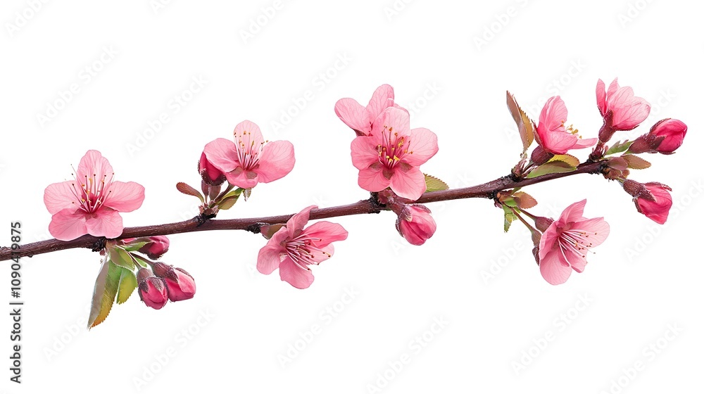 Naklejka premium pink cherry blossom isolated on white