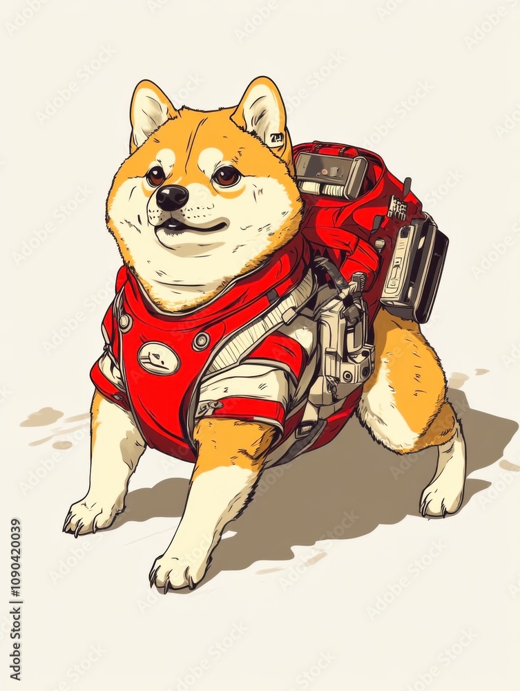 Fototapeta premium Doge Coin Adventure Generative AI Dog in Space Futuristic Art Imaginative Realm Whimsical Perspective Crypto Concept