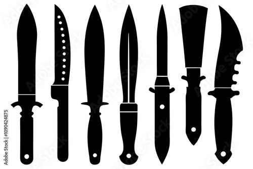 Collection of modern and vintage knife silhouettes.