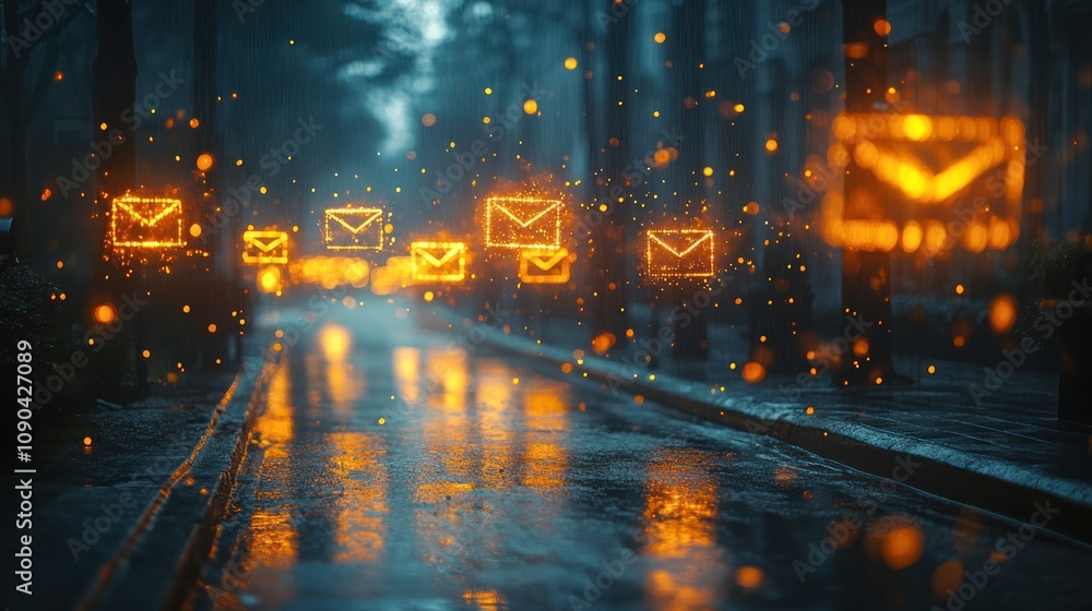 Obraz premium Detailed 4K shot of automated marketing emails being scheduled, with depth of field softly blurring the surroundings