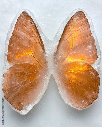 Butterfly wings made of amber