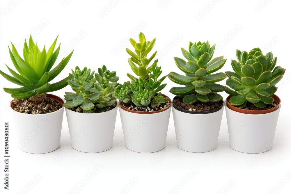 Fototapeta premium Indoor succulent plant collection home decor photography natural light aesthetics