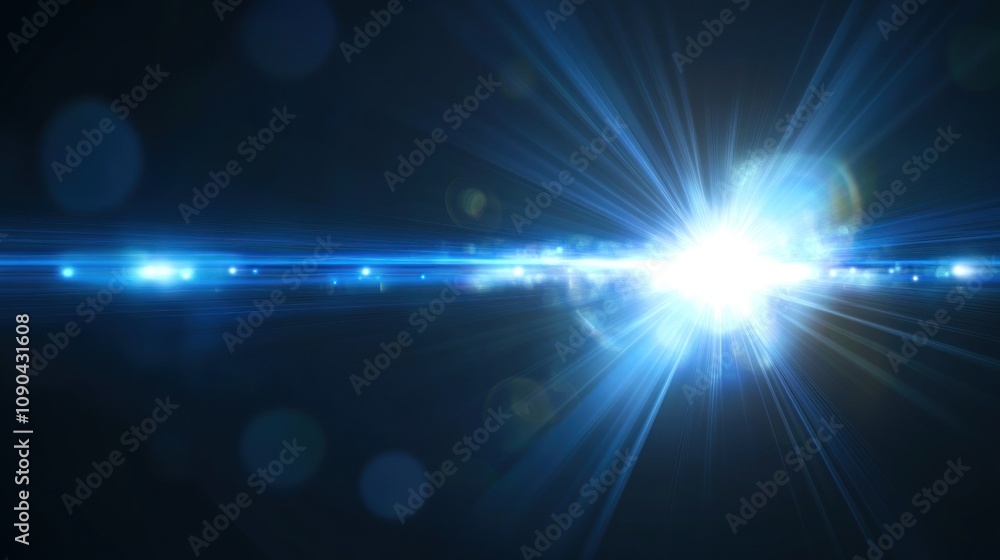 Obraz premium Celestial Light Burst: A Symphony of Blue Radiance