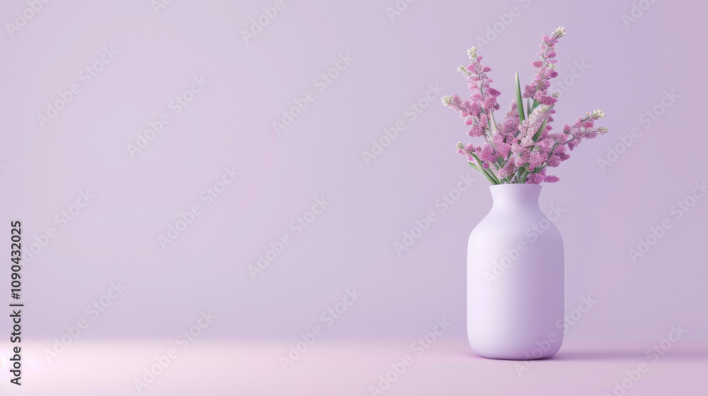 Naklejka premium Purple Flowers in Vase on Purple Background