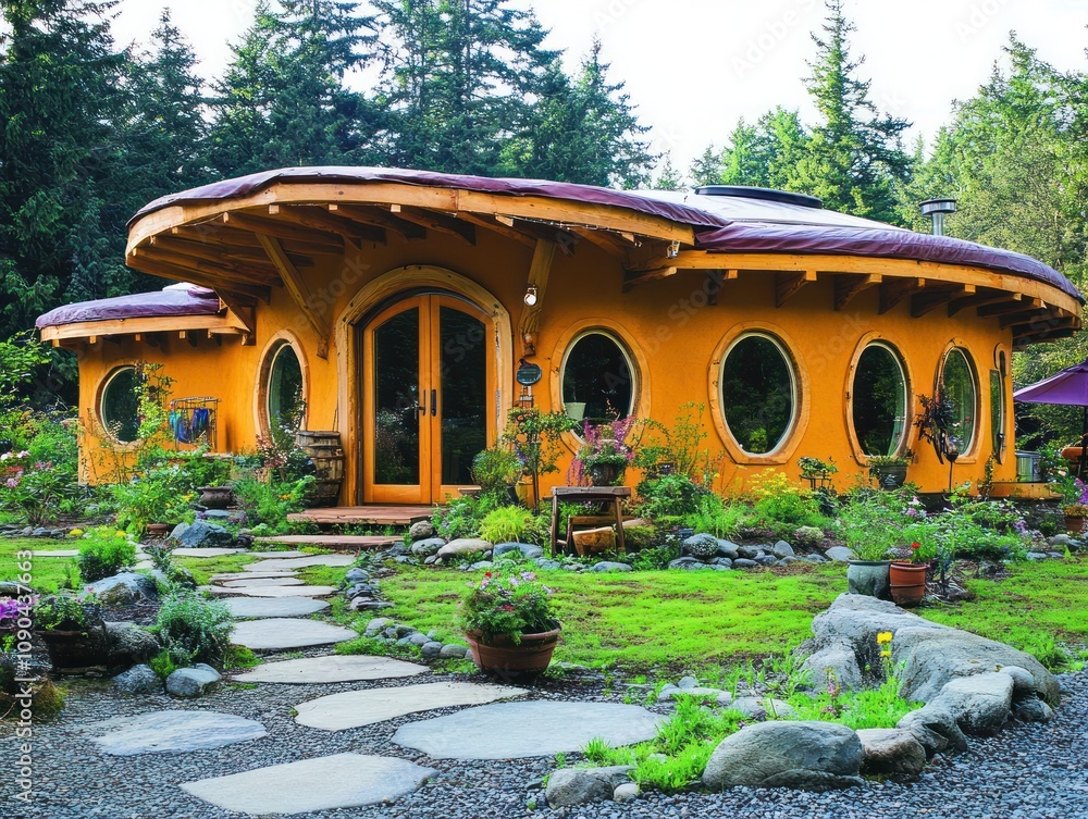 Obraz premium Alternative housing lifestyle, exploring non-traditional homes like yurts, earthships, and tiny houses