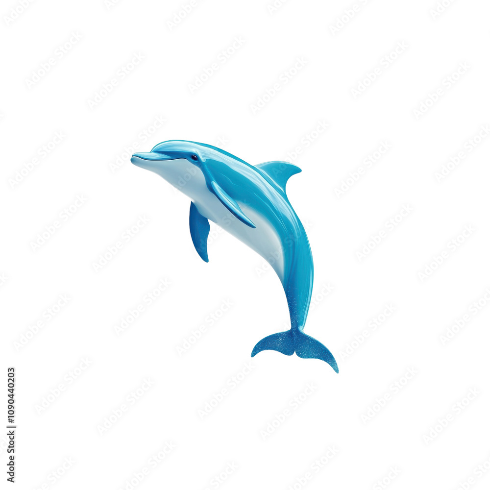 Obraz premium Captivating Dolphin Illustration Swimming Gracefully in Crystal Clear Water, Ideal for Marine Life Projects, Educational Materials, and Nature-themed Designs