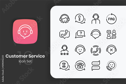 Lineal customer service icon set