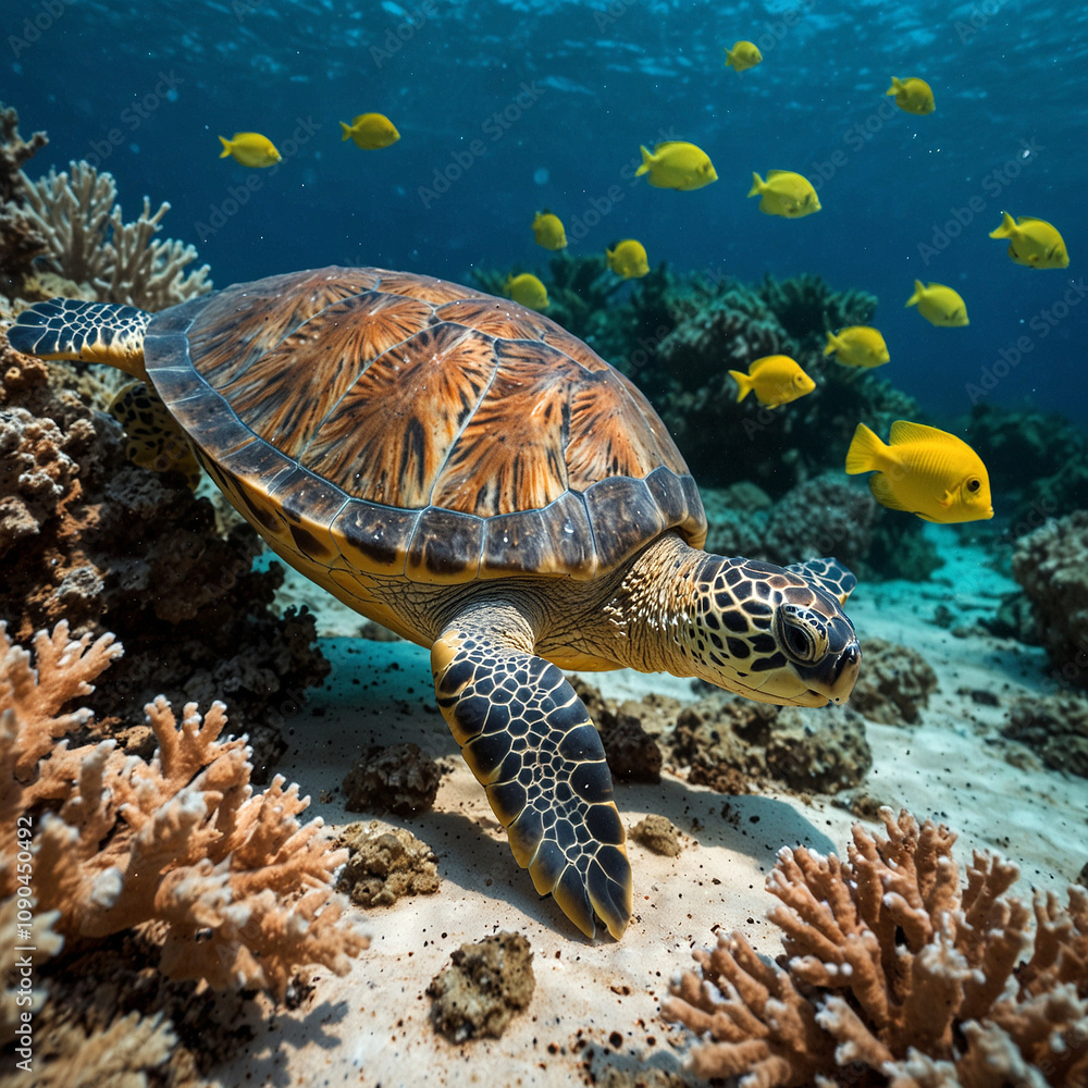 Obraz premium sea turtle swimming in sea