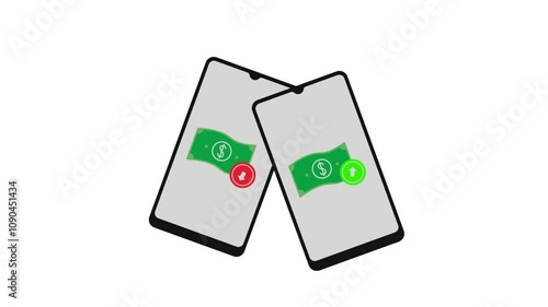 animated transfer using mobile payment on white background