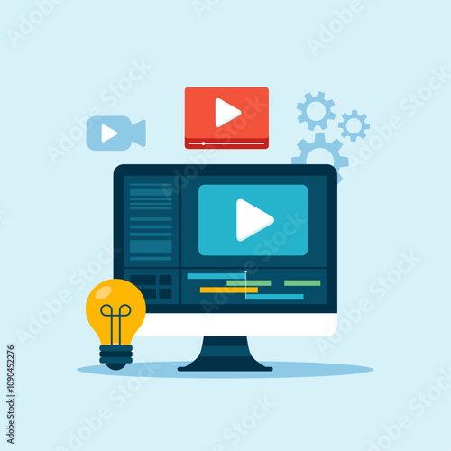 Video editing software illustration vector. creative editor icon.