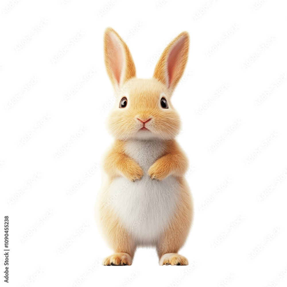 Obraz premium Adorable and Lively Rabbit with Soft Fur and Large Ears, Captivating Expression, Minding its Surroundings, Ideal for Artistic and Nature-Themed Projects