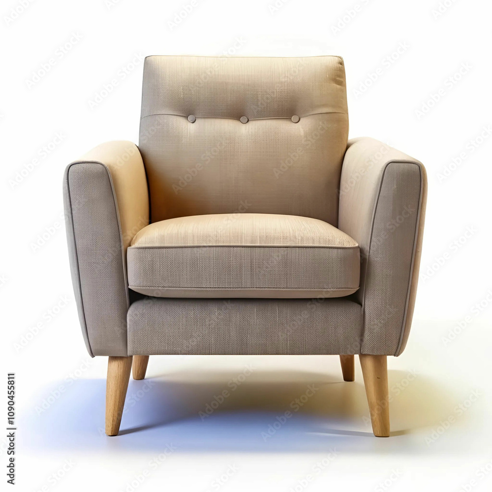 Here is the image of a grey comfortable armchair, isolated Here is the image of a grey comfortable armchair, isolated