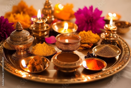 Exquisite Pooja Thali for Diwali Celebrations photo