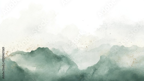 Ethereal Sage: A watercolor composition with soft sage pic