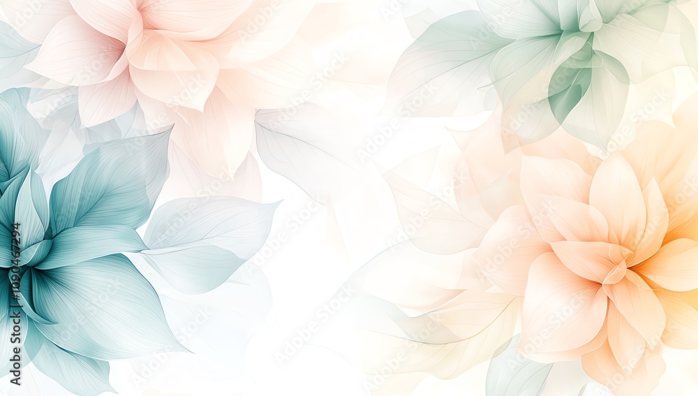 Obraz premium Abstract floral background featuring soft hues of pastel flowers against a gentle, indistinct backdrop