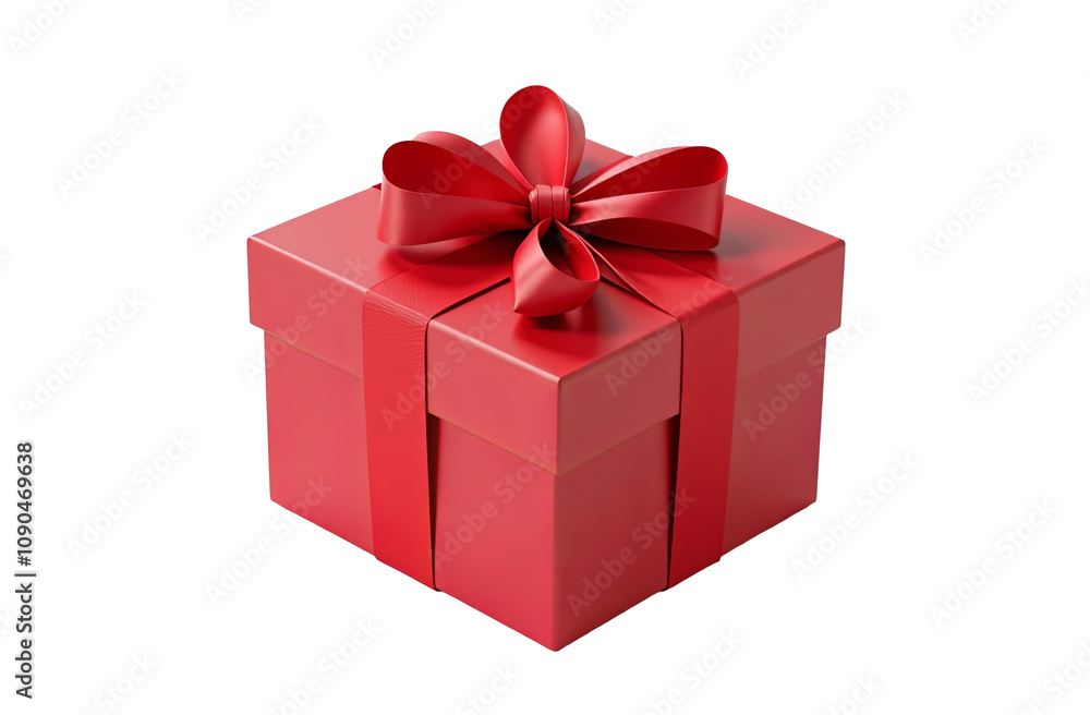 Obraz premium Red gift box with red ribbon on transparent background. For valentine's gift, christmas gift, big sale. Retail promotions, discount events, social media marketing