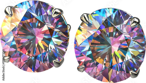 diamond earrings hologrpahic color theme  photo