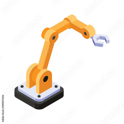 Get this amazing icon of robotic arm in isometric design style