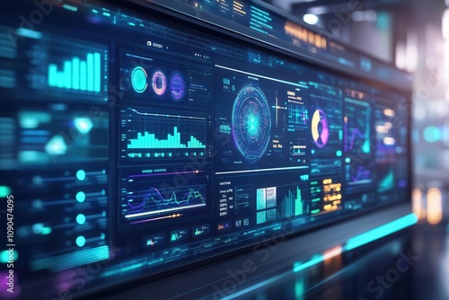 Wallpaper Mural Citywide energy use overview displayed in a futuristic dashboard room, A smart city dashboard displaying energy use, energy visualization tools Torontodigital.ca