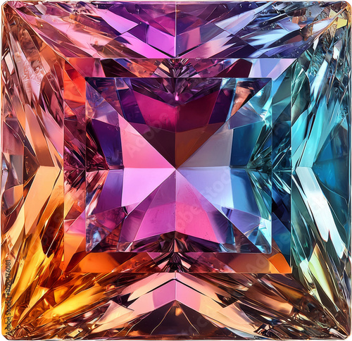 square shaped of holographic diamond crystal gems  photo