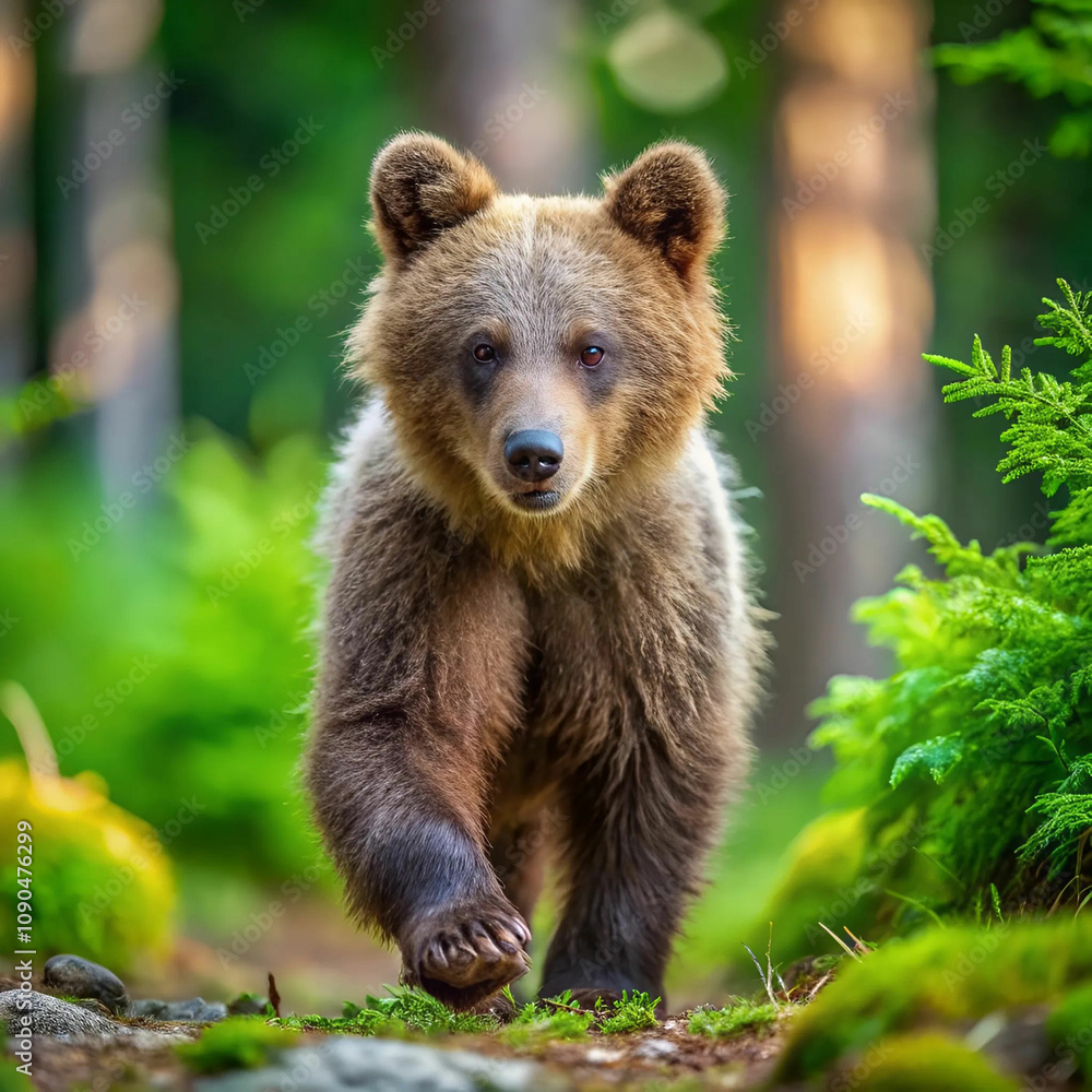 Obraz premium A majestic brown bear standing amidst the breathtaking Alaskan