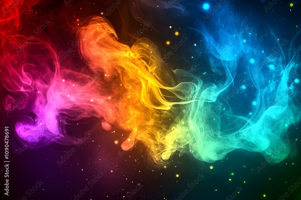 Fototapeta premium Colorful Abstract Smoke with Glowing Particles