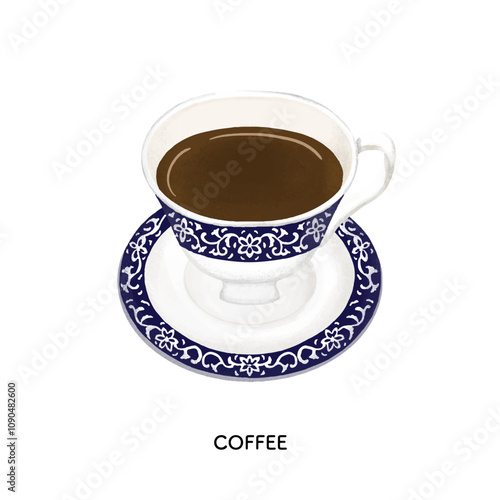 純喫茶のコーヒー　色鉛筆タッチのイラスト