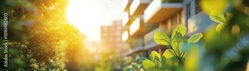 A co-housing project designed with eco-friendly materials, Urban planners design sustainable city, future-proof urban living