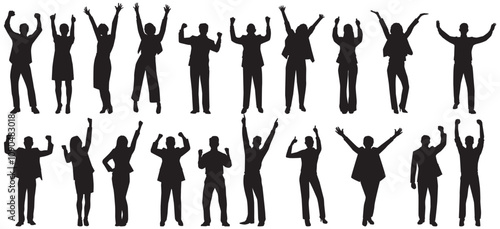 silhouette of business success people set
