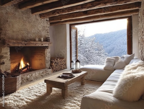 Cozy Mountain Cabin Firepla...