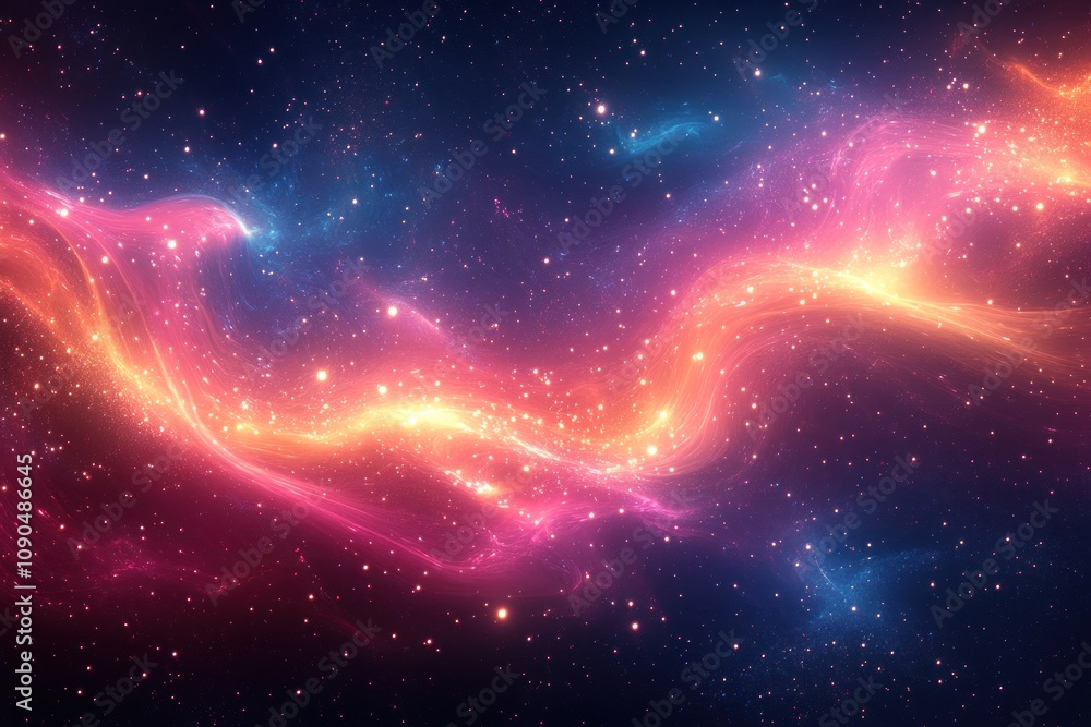 Obraz premium Celestial Nebula Swirling Cosmic Dust and Stars