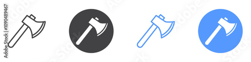 Axe icon flat line symbol set.