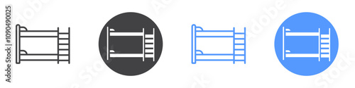 Bunk bed icon flat line symbol set.