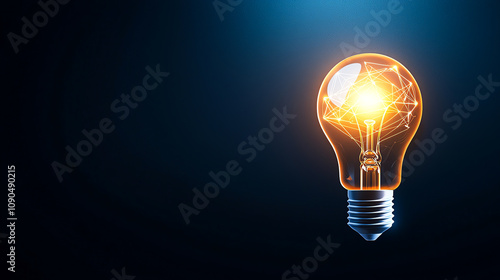 Glowing light bulb on a dark background symbolizing innovation and creativity