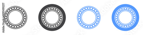 Car bearing icon flat line symbol set.